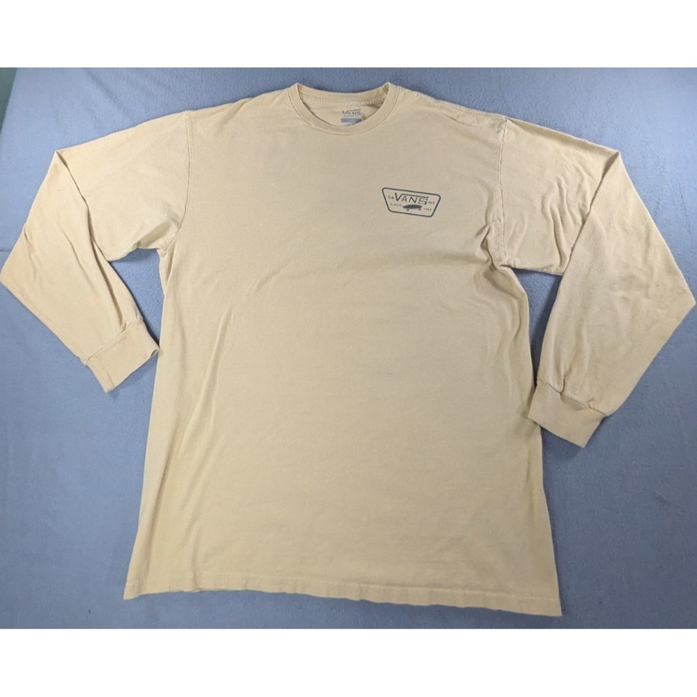 Vans Men's Large Tan Long Sleeve Skateboard Graphic Shirt Distressed
